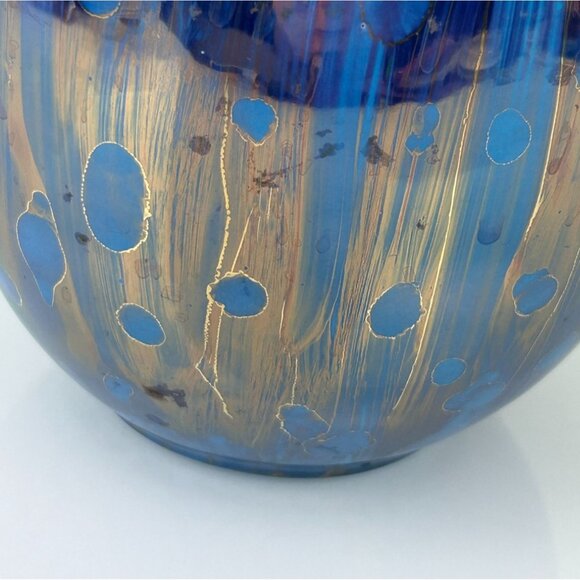 Vintage Tanaka Blue & Purple Iridescent Ceramic Pottery Vase Shiny READ - Picture 6 of 14